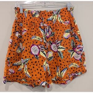 O.P.T. Banana And  Dragon fruit Print Paper Bag Waist Shorts Size Medium